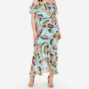 Express floral leaf maxi dress